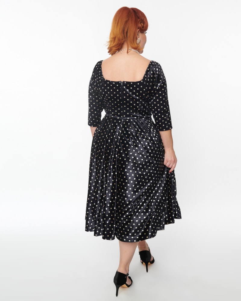 Black and white polka dot swing dress cheap